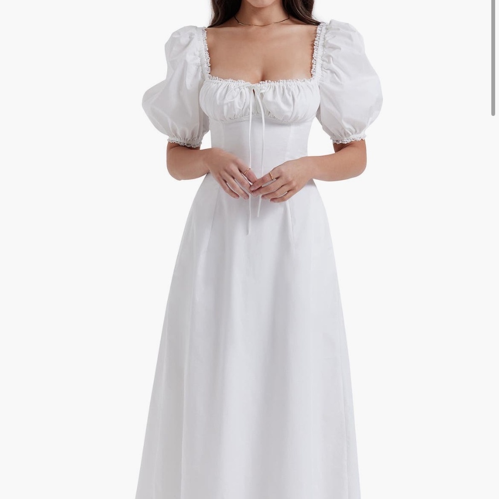 House Of CB Felizia White Puff Sleeve Maxi Dress